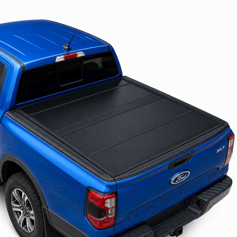 Penutup Tonneau Empat Lipat Keras Profil Rendah untuk Ford Ranger