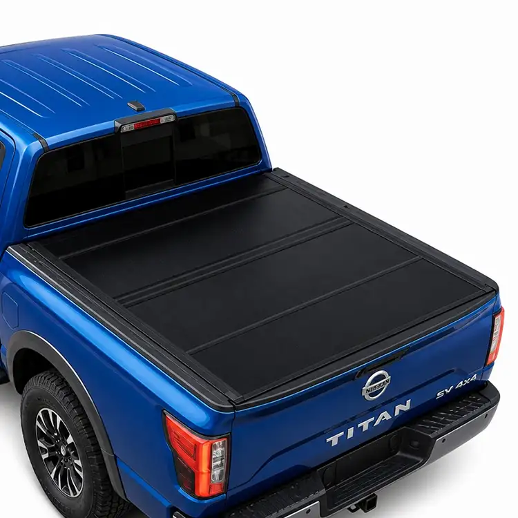 Penutup Tonneau Empat Lipat Keras Profil Rendah untuk Nissan Titan